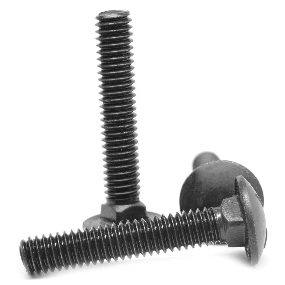 1/4"-20 x 1 1/2" (FT) Coarse Thread Grade 5 Carriage Bolts Medium Carbon Steel Black Oxide - Pack of 100