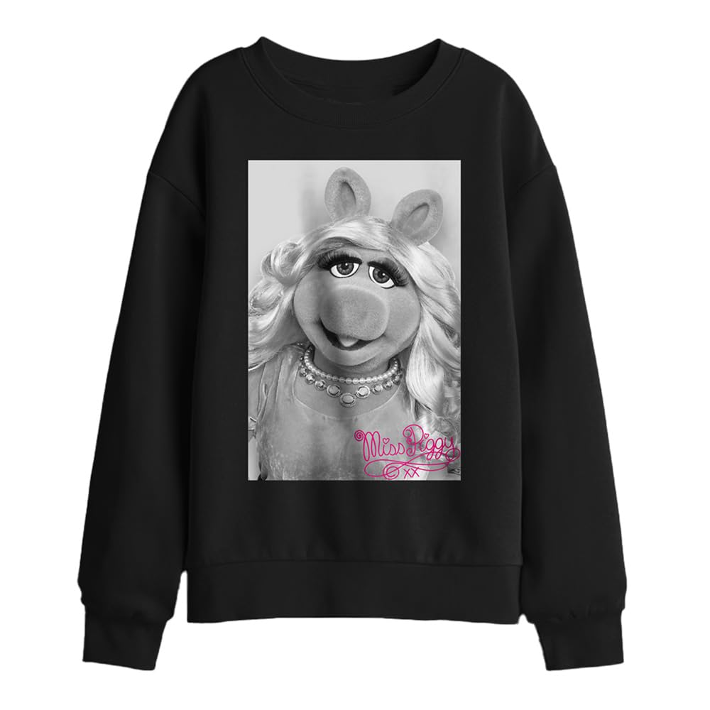 Muppets Disney The Miss Piggy Signature Kids Sweatshirt, Black, 7-8Y