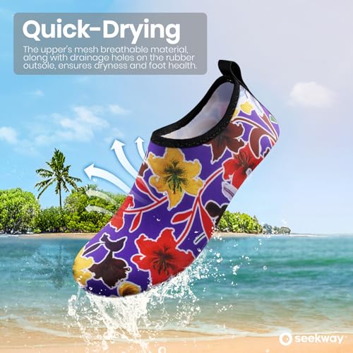 Image of SEEKWAY Water Shoes Women Men Adult Quick-Dry Aqua Socks Barefoot Non Slip for Beach Swim River Pool Lake surf Black SK002(U)