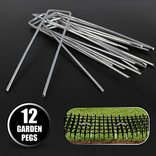 Abco Tech Cat Scat Spike (10 Strips) – Gentle Pet Deterrent for Cats, Dogs and More – Non-Toxic Humane and Effective Repellent – Easy to Install – Includes 12 Garden Staples