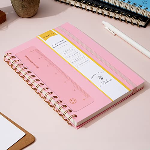 Yoment Spiral Notebook College Ruled A5 Spiral Bound Journal 160 Pages Thick Paper Plastic Hardcover Spiral Notebook 5X7 Wire Bound Notebooks For Note Taking School Office Supplies,Pink #TOP7