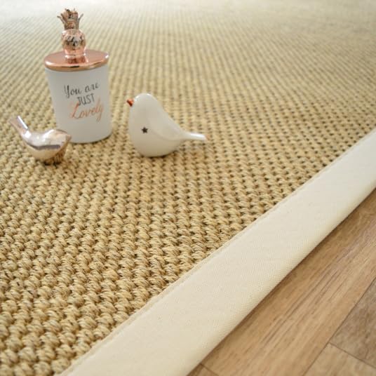 Decoweb Tapis sisal - Kidara Naturel - Ganse écru - 120 x 170 cm