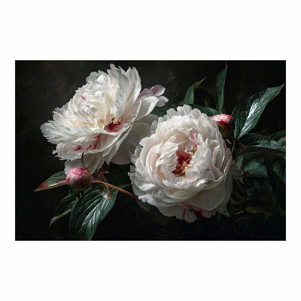ZAMAEIU Forest Landscape Painting Painted twin peonies Canvas Artwork posters & prints Suitable for Living Room Bathroom Bedroom Home Wall Decoration(white)-80x120cm Unframed