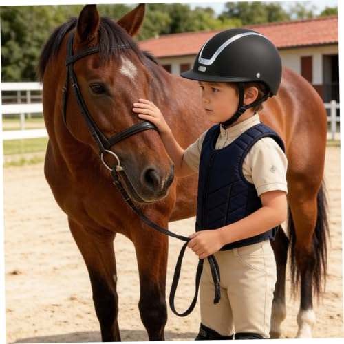 Casco para montar a caballo para niños con ajuste de 48-52 cm negro mate 3