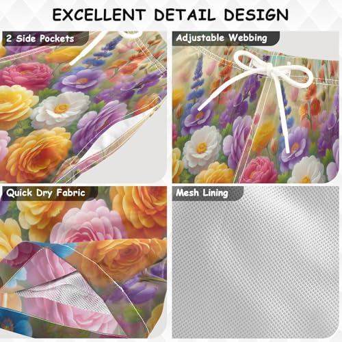 Flower Colorful Boys Swim Trunks Quick Dry Toddler Swimsuit Boy Swimwear Bathing Suits Board Shorts XL3