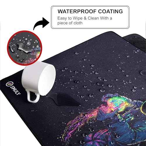Image of Astronaut Space Mouse Pad 11x23 Inch 2mm Extended Gaming Desk Mat with Anti-Slip Rubber Base Mousepad for Smooth Surface Desk pad for PC & Laptop Use Waterproof & Stiched (Multicolour) Deskpad