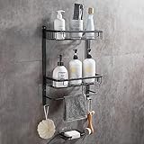 GERUIKE Bathroom Shower Storage Shelf Wall Mount Corner Caddy 2-Tiers Rustproof Aluminum Basket...
