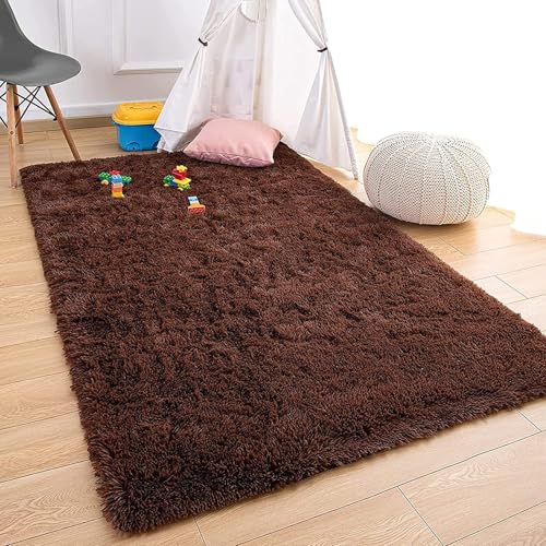 Image of F & B RUGS ; SUPERIOR QUALITY PRODUCTS Firoz and Brothers Handwoven Super Soft Indoor Modern Shag Microfibre Silky Fluffy Smooth 12x14 feet Brown
