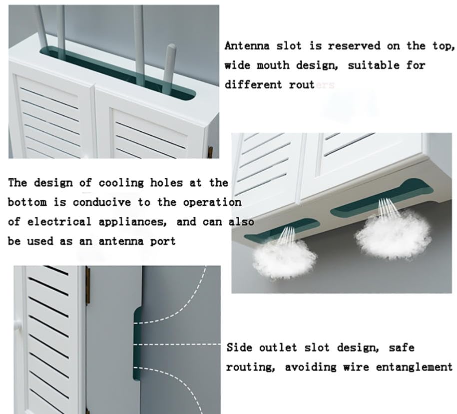Routeur mural bois sans perforation boîtier modem cache-câble - 3