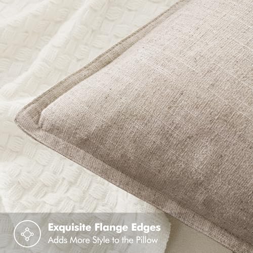 Image of MIULEE Decorative Linen Pillow Covers 18x18 Inch Natural Linen Boho Farmhouse Neutral Couch Throw Pillows for Bed Pack of 2 Accent Modern Pillowcase Sofa Livingroom Home Decor