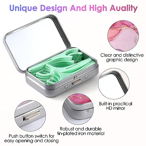 Image of Dental Floss Case, Portable Floss Picks Dispenser, Pink Marble, 1 Foot (Pack of 1)