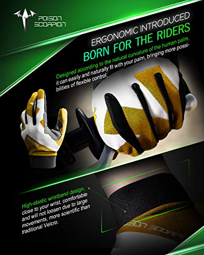 POISON SCORPION Motorcycle Motocross Dirt Bike Gloves for Men Women | Yellow M