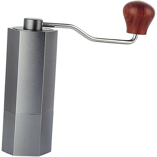 HEAVENGLOW Portable Manual Coffee Grinder Adjustable Coarseness for Camping Backpacking Silver Hexagon
