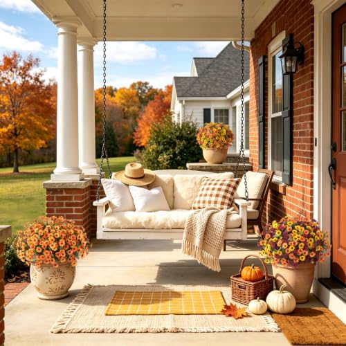 Image of Artificial Fall Flowers Fake Mums Plants for Outdoors Decoration