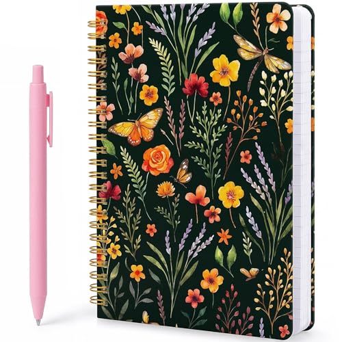 LOOKIN’ FRIDAY Vintage Look Floral Spiral Notebook for Women with