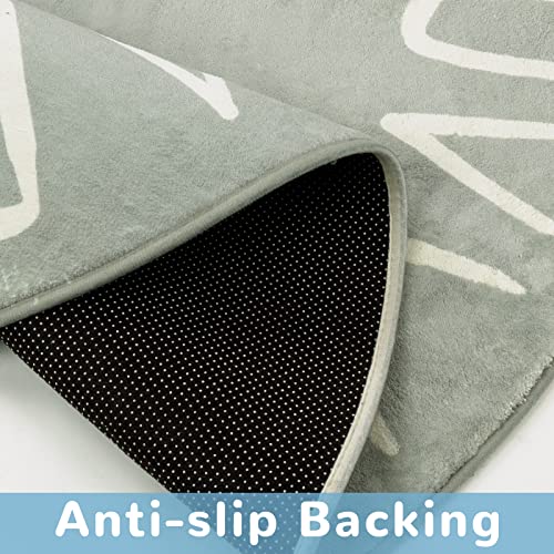 Livebox 4 Ft Abc Round Rug Alphabet Nursery Rug For Baby Boy And Girl, Washable Rug Kids Room Carpet Non Slip Circle Play Mat For Children Playroom Bedroom, Gray #TOP3