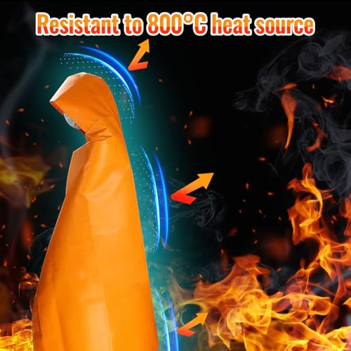 Image of MDH Upgrade Fireproof Emergency Escape Cape -Fireproof Cloak Fiberglass & Silicone Coated Cloth - Flame Retardant Blanket for Household, Office Home- CE-Certified Fire Safety Gear (Adult: 71*67inches)