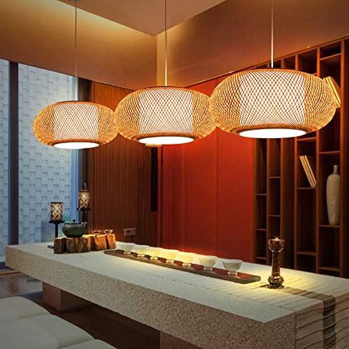 Lámpara de techo decorativa retro de bambú con forma de cesta 4
