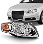 AKKON - Fits 2005-2009 Audi A4 S4 2007-2008 RS4 2009 Cabriole Chrome Headlight Halogen Style Headlamp Passenger Right Side
