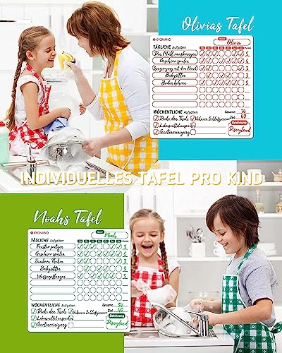 3er Belohnungstafel Kinder ab 8 Jahre mit 6 Stifte - 22x22cm Magnetisch Aufgabenplaner Kinder Abwischbar - Haushaltsplan Familie für Mädchen und Jungen - Tagesablauf, To Do List Board für Kühlschrank