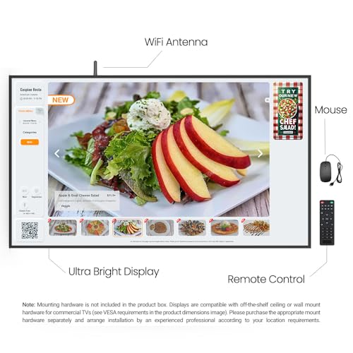 Image of 43 inch Sun-Readable Window-Facing Display, Ultra-Bright 3000 nits LCD, Non-Touch, Indoor Use, Android OS, WiFi, Plug & Play, Digital Signage Software Ready, Online Content Management