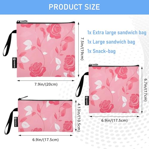 Bolsas reutilizables para snacks pack de 3 con diseño floral miniatura 3