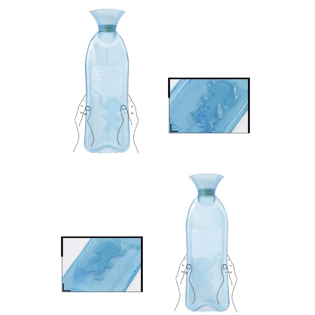 Botellas de agua caliente, bolsa PVC con cubierta punto adecuada for regalo Navidad/cumpleaños Botella portátil reutilizable llena(Blu)