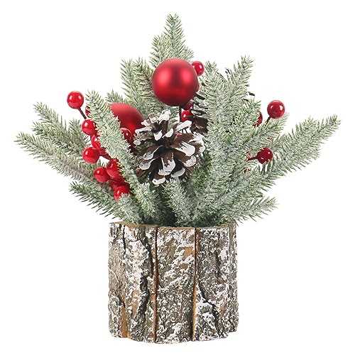 Super Holiday Small Winter Christmas Tree, Artificial Mini Tabletop...