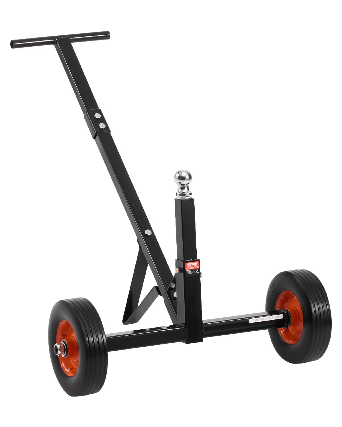 VEVOR Pomoc do manewrowania, przyczepy, obciążenia 272 kg, regulowana wysokość 42 i 56 cm, kulka sprzęgła 47,3 mm, pełna gumowa opona 254 mm, do przemieszczania przyczep do łodzi