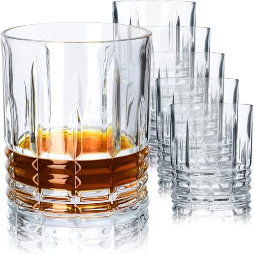 OCEANO Juego de 6 vasos de cristal para whisky, ginebra, bourbon, agua, bebidas, zumo, cerveza, cócteles, 320 ml