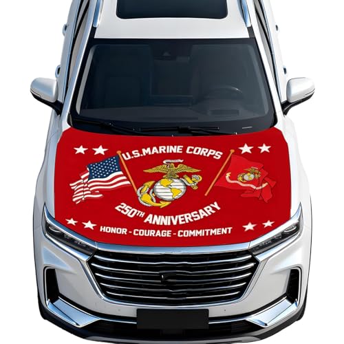 Govmili Car Hood Cover Flag - 59x51IN 250th Anniversary Hood Covers with 2 Adjustable Triangular Fasteners for Cars Decor, Automotive Exterior Accessories Patriotic Decorations - Hood Cover-10