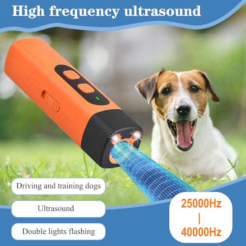 Calenxy Anti Bell Gerät Hunde, 3 Modi Ultraschall Hundeabwehr, Wiederaufladbar Antibell Ultraschall Gerät mit LED-Taschenlampe für Kleine Große Hunde Innen Außenbereich Hund
