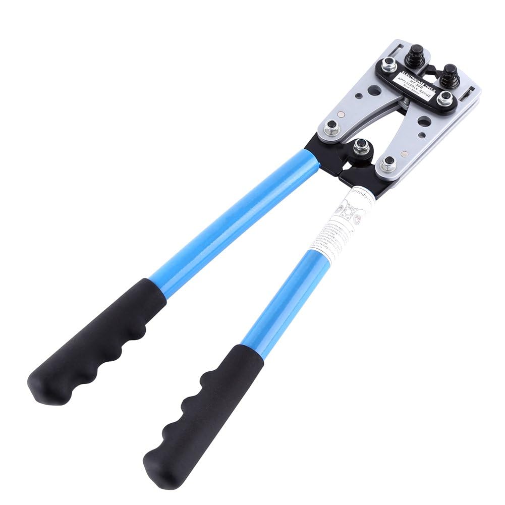 Pince à Sertir Cosse Réglable 6-50 mm², Outil de Sertissage pour Câble de Batterie, Poignées Antidérapantes, Mécanisme Auto-bloquant