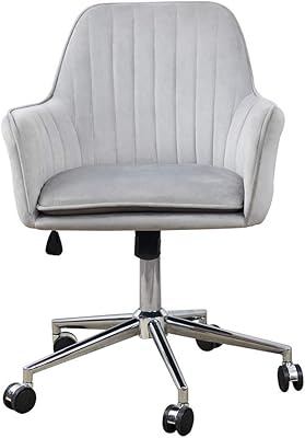 Amazon Com Ardico Home Office Chair With Middle Back Modern Design Velvet Desk Task Chair With Arms In Study Bedroom Grey Kitchen Dining
