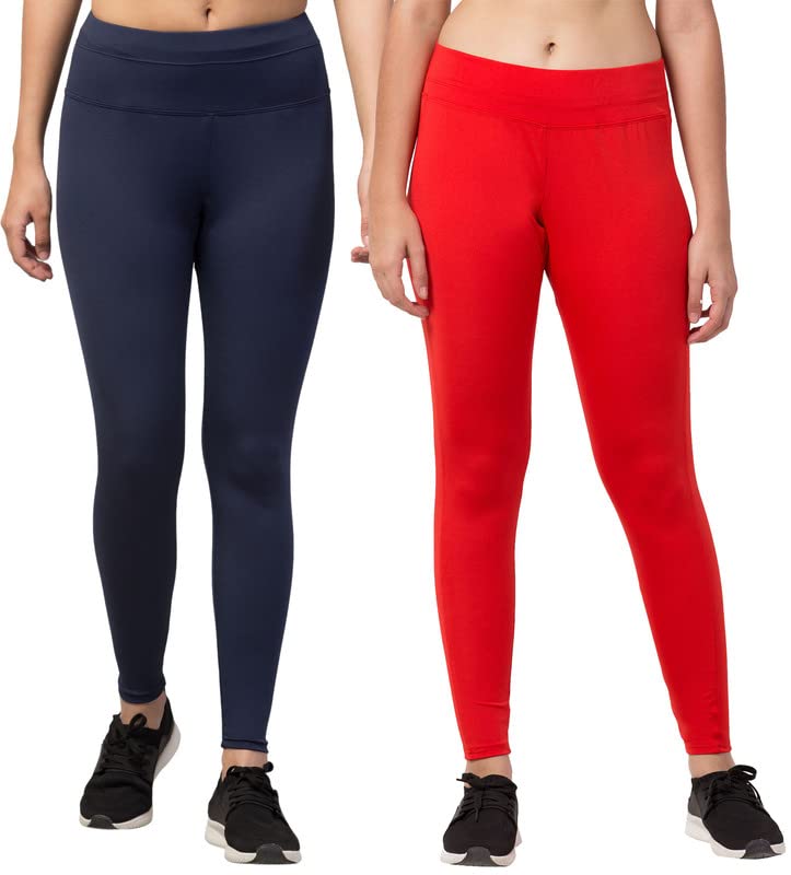 Image of BLUECON Gym wear Leggings Ankle Length Workout Pants | Stretchable Tights | Mid Waist Sports Fitness Yoga Track Pants for Girls & Women (Pack of 2)