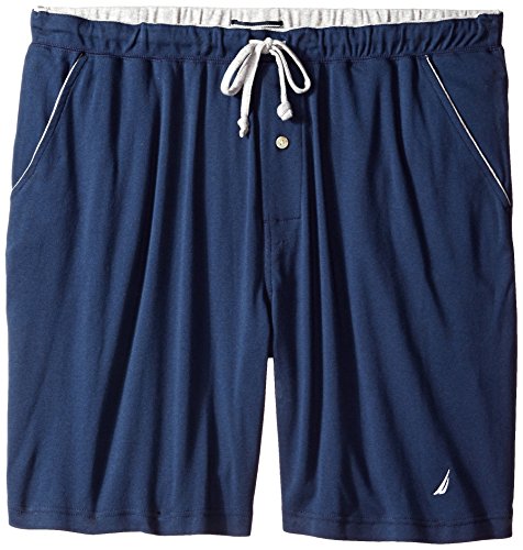Nautica Big Men's Soft Knit 100% Cotton Elastic Waistband Sleep Lounge Short, Navy, 2XLT Tall