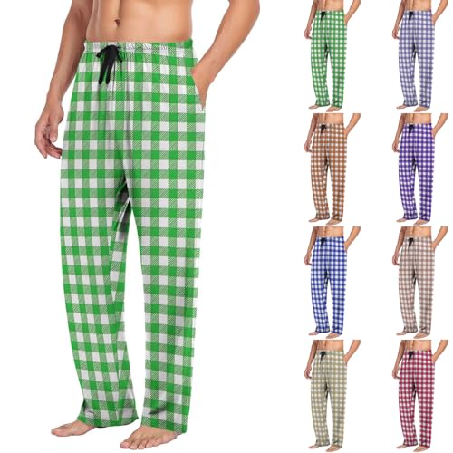 Campbell Men’s Plaid Pajama Pants Comfy Elastic Waist Pjs Bottoms Loose Straight Checkered Lounge Sweatpantswith Pockets2