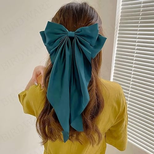Image of BIRDWARE Black Hair Ties for Women Girls, Seamless Thick Black Hair Band, Multi color Elastic Hair Ties No Damage Ponytail Holder (Multi Color Big Bow Barrate-6 Pc)
