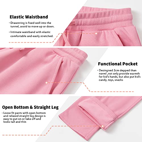 Kidnation Kids Sweatpants Antistatic Fabric Pants Fleece Open Bottom Jogger With Pockets For Boys And Girls Pink 13-14 Years #TOP3