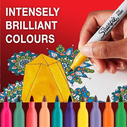 Sharpie Permanent Markers | Fine Point for Bold Details | BlackBlueRed and Green Ink Colours | 4 Marker Pens - Image 3