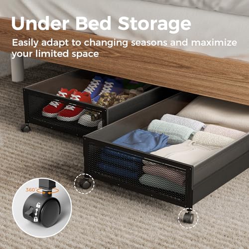 Huwaile 60L Large Capacity Under Bed Storage With Wheels-Under Bed Storage Containers-Under Bed Storage Drawer-Under Bed Storage Organizer For Clothes, Blankets, Shoes thumb #2