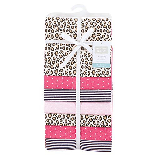 Image of Little Treasure Hudson Baby Cotton Poly Flannel Receiving Blankets Multipack, Pink Leopard, 30x30 inches