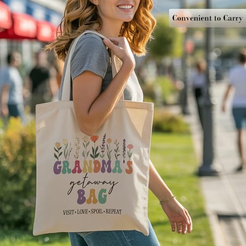Grandma Getaway Tote Bag, Gifts for First Time Grandma Travel Shopping Canvas Bag2