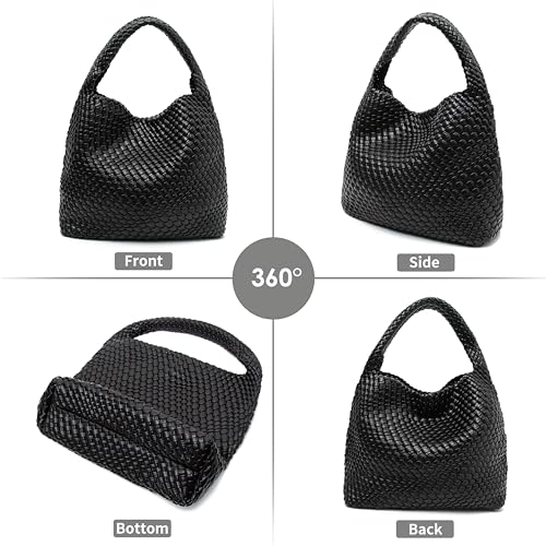 Bolso Tote tejido para mujer, de cuero vegano suave miniatura 7