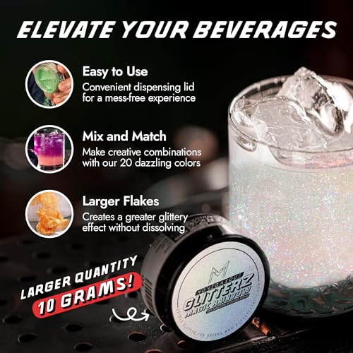 Image of MONEGASQUE Rainbow Edible Glitter for Drinks & Cakes, Cocktail Glitter, 10g