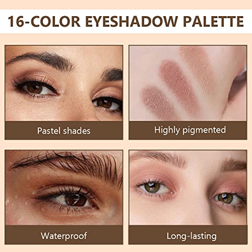 16 Colors Pro Matte Nude Eyeshadow Palette.warm Earth Natural Tone Powder Palet For Eye Makeup.long Lasting Light To Dark Brown Orange Eye Shadow Primers Paleta De Sombras De Ojos #TOP4
