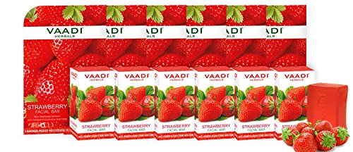 Image of Vaadi Herbals Strawberry Facial Bars with Grape Seed Extract, 25g x 6