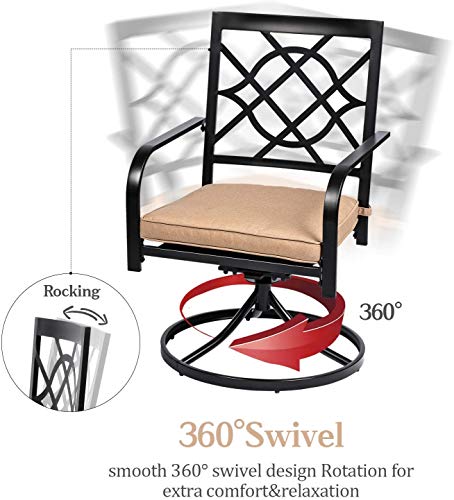 Patiomore 5 Piece Patio Dining Set Outdoor Furniture Set, Square Metal Slatted Dining Table With Umbrella Hole & 4 Swivel Dining Chairs For Garden Lawn Yard #TOP3
