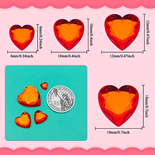 645Pcs Heart Rhinestone Stickers,Acrylic Heart Rhinestone Flat Back Heart Rhinestones Heart Crystal Gems Rhinestone For Valentine's Day Christmas Wedding Decoration Diy Crafts(5 Colors&4 Sizes) #TOP2