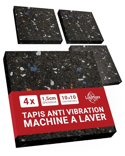 LouMaxx Tapis Anti-Vibration pour Machine à Laver - Lot de 4 Pièces 10cmx10cm - Mousse Antibruit Machine à Laver – Épaisseur 1,5 cm. Fabriqué en Allemagne, pour...